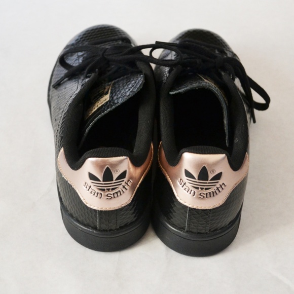 Adidas Stan Smith Rose Gold and Black Sneakers - Picture 3 of 8